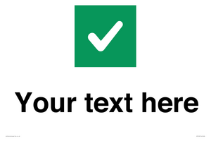 Custom plain background, green square with tick sign